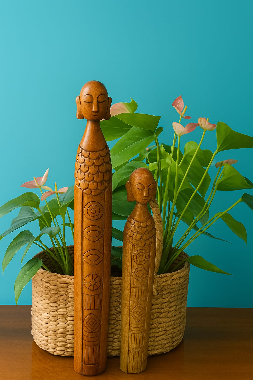 WOODEN MEDITATIVE STATUES