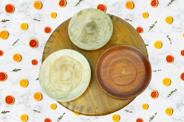 Handcrafted Wooden Plates – Set of 3